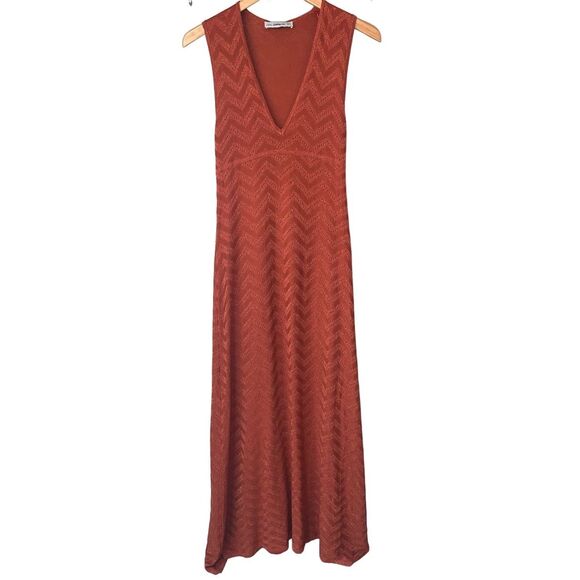 ZARA Rust Orange Metallic Maxi Dress - Picture 4 of 10